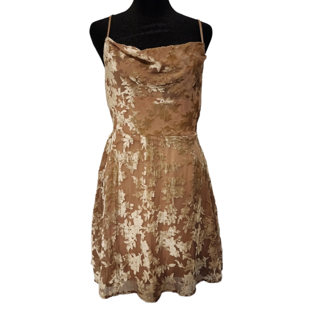 Le Lis Cowl Neck Mini Dress Crushed Velvet Overlay